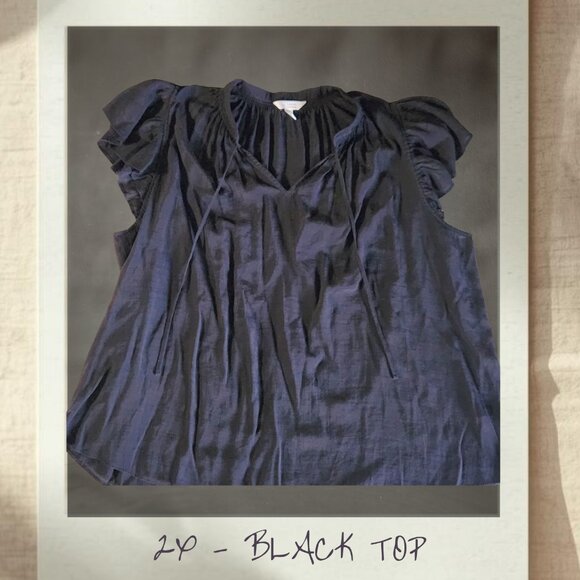 Lauren Conrad Black Ruffle Sleeve Blouse | 2X - Picture 1 of 4
